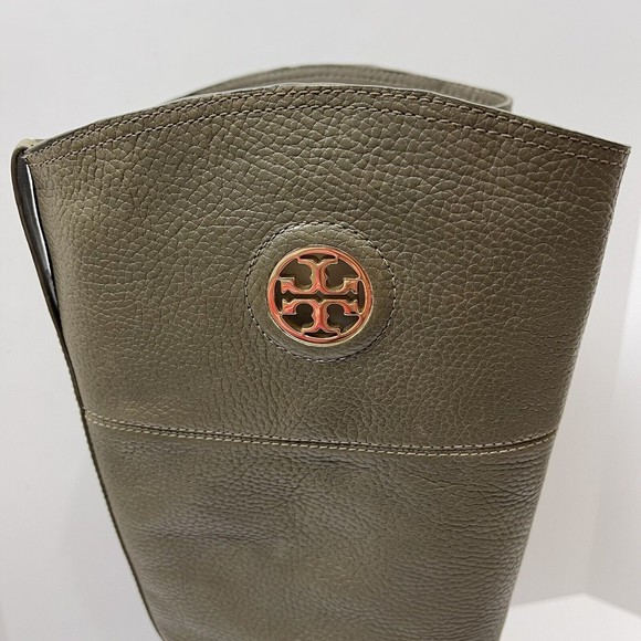 Tory Burch Junction Riding Boot Greenish Gray Low Heal - Picture 3 of 12